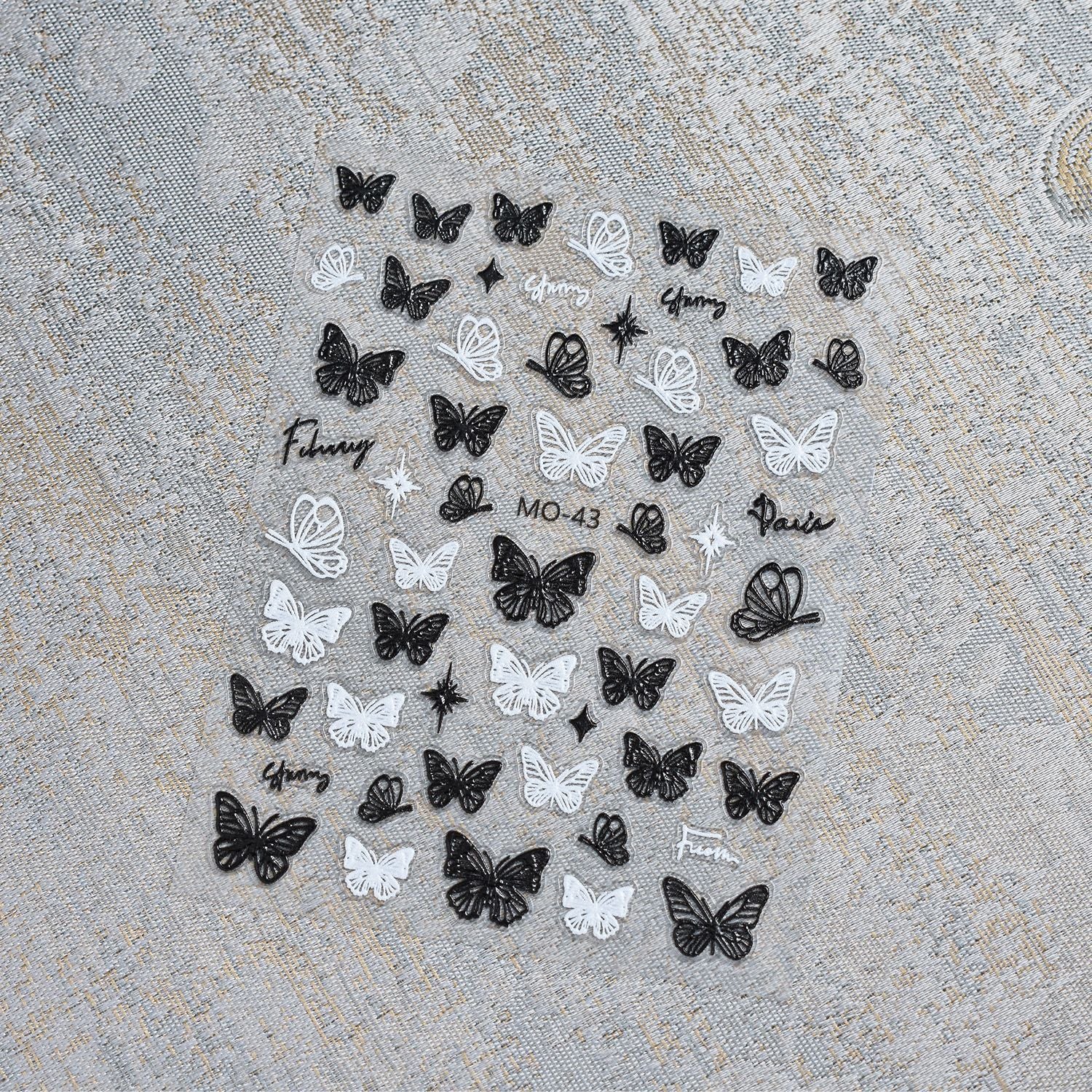 M79- black and white butterfly Embossed Mini sticker 1 Pcs