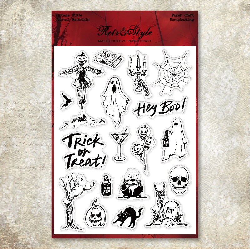 Vintage Halloween Trick or Treat background stamp (15 x 20 cm)
