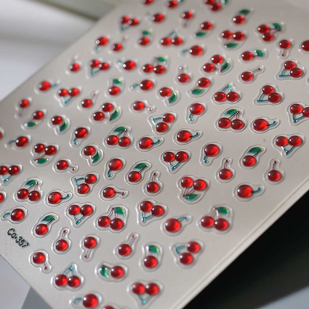 0627 M132- Cherry Embossed Mini sticker 1 Pcs