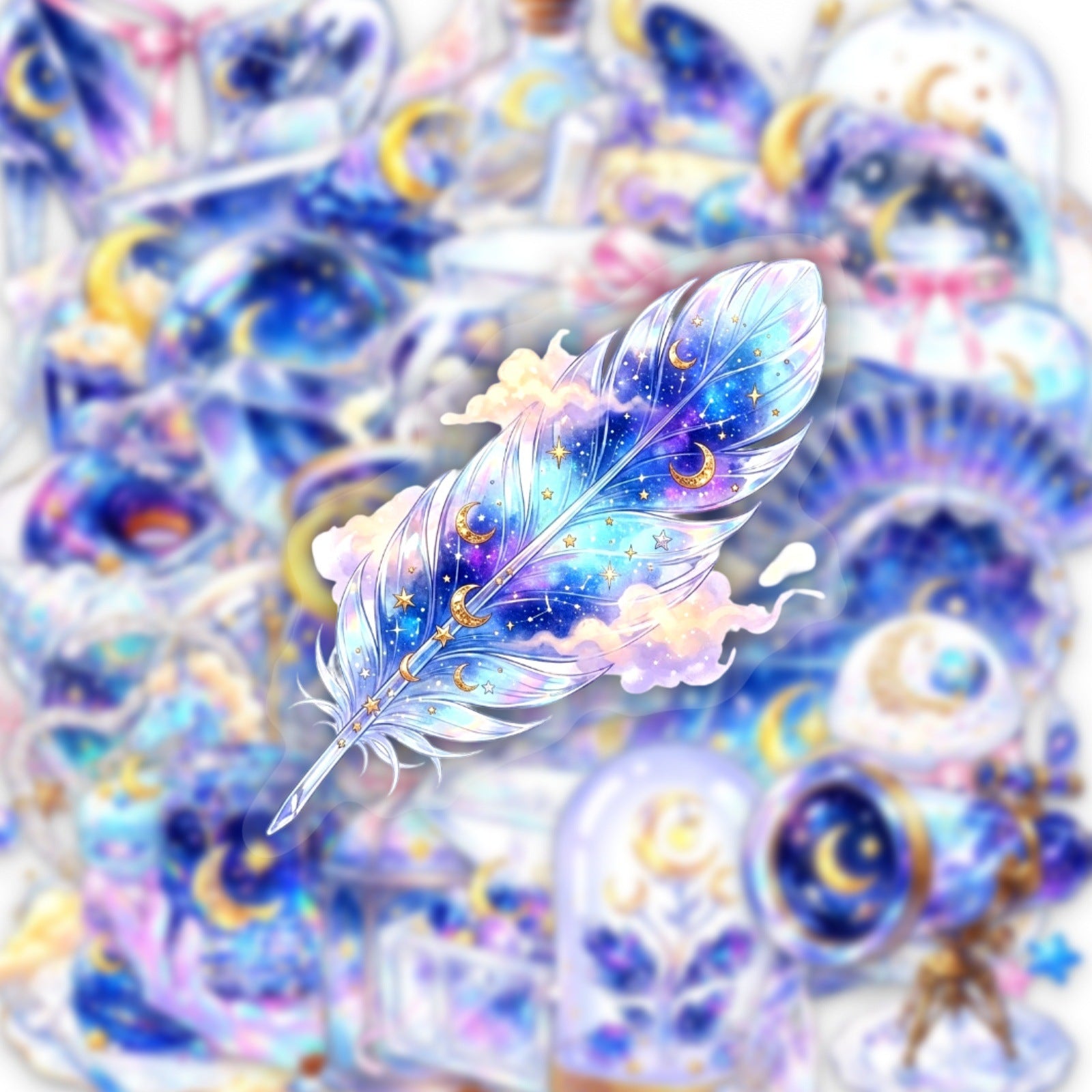 50 Blue & Violet Starry Sky Crystal PET Stickers