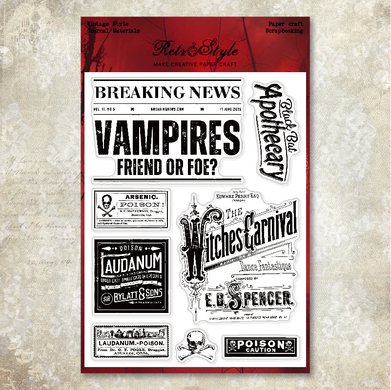 Vintage Vampire & Apothecary background stamp (15 x 20 cm)