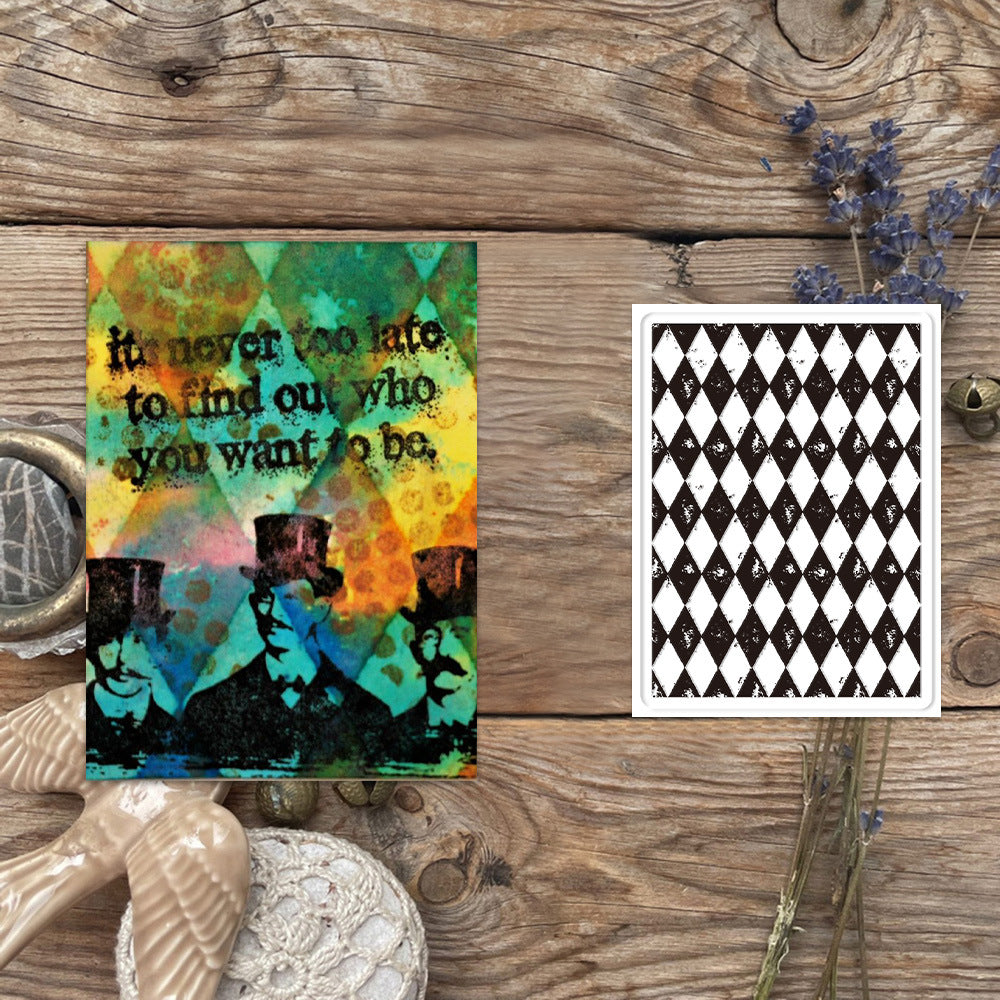 Alice style Harlequin pattern background stamp (7 x 9 cm)