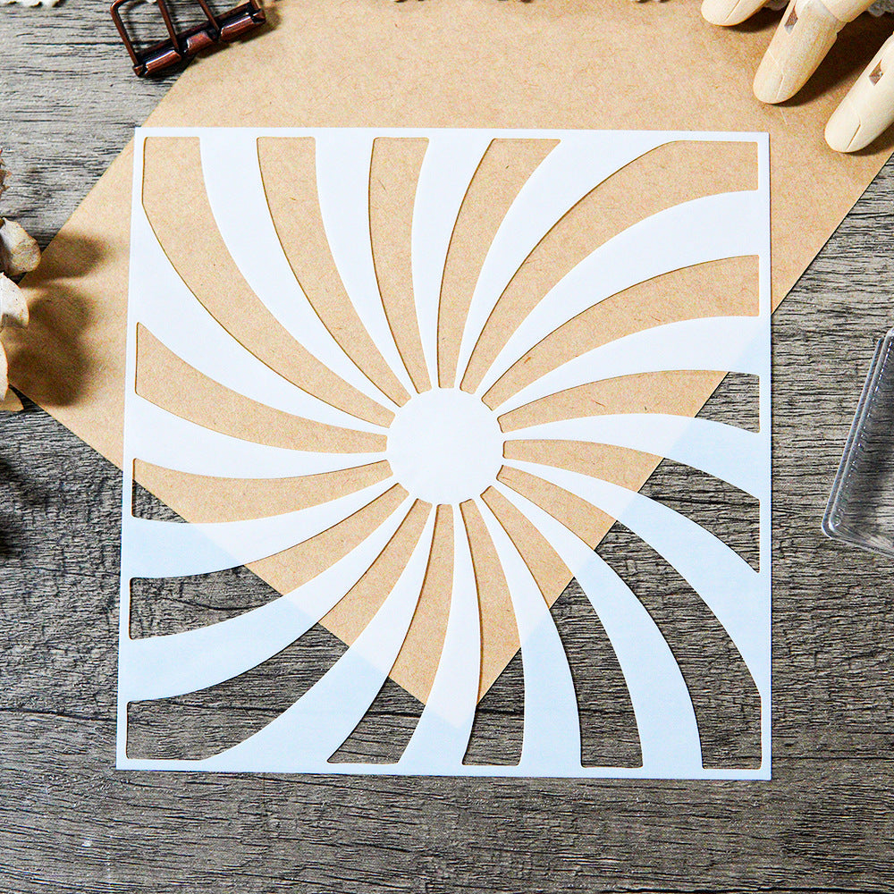 Swirling Sun Pattern Stencil (15.1 × 15.1 cm)