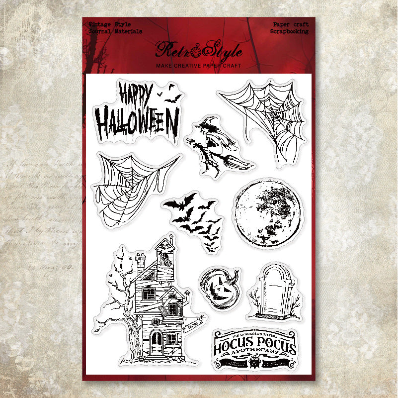Vintage Halloween witch background stamp (15 x 20 cm)