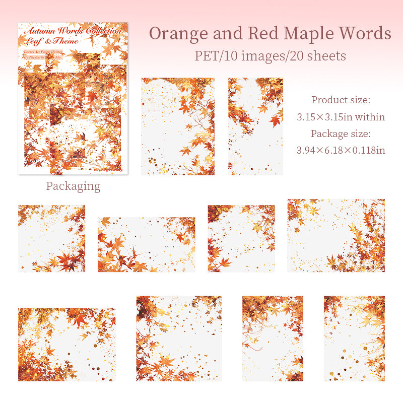 Autumn maple leaves PET Sticker -20Pcs each pack