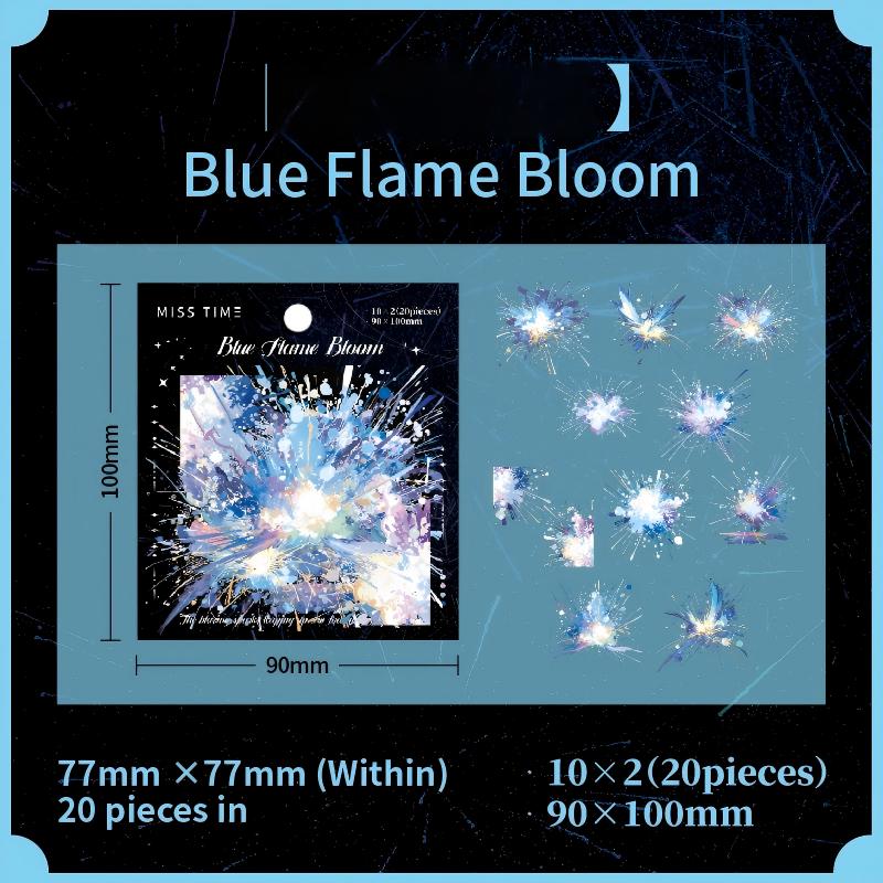 1020 Blooming fireworks PET sticker -20Pcs each pack