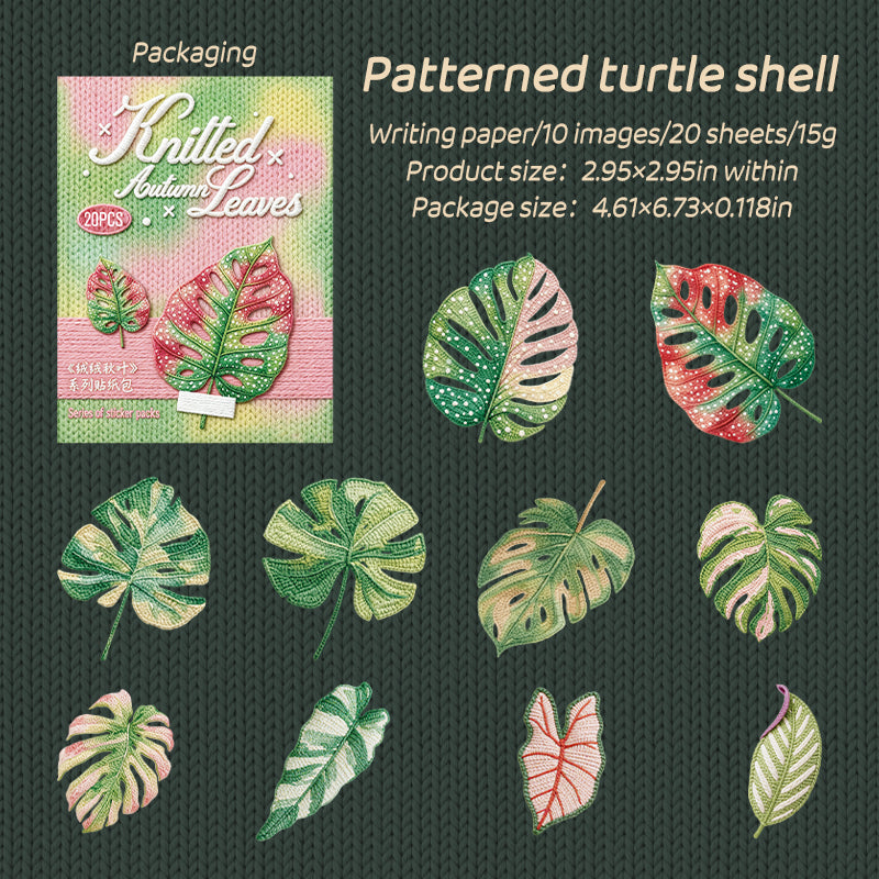 Knitted Autumn Leaves Writing paper Stickers -20Pcs each pack