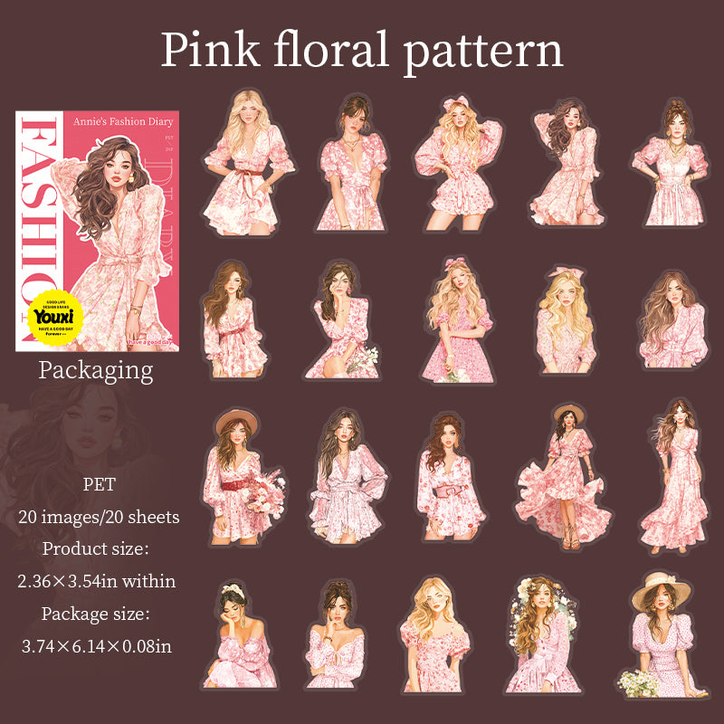 Anne's Fashion Diary PET Sticker -20Pcs each pack