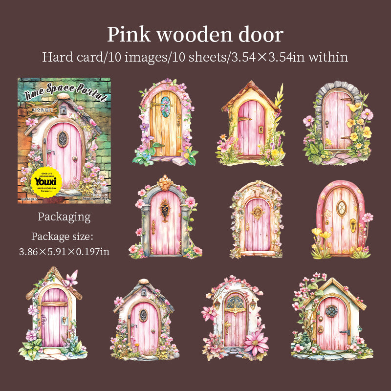 Wooden door cardstock die cut Sticker -10Pcs each pack