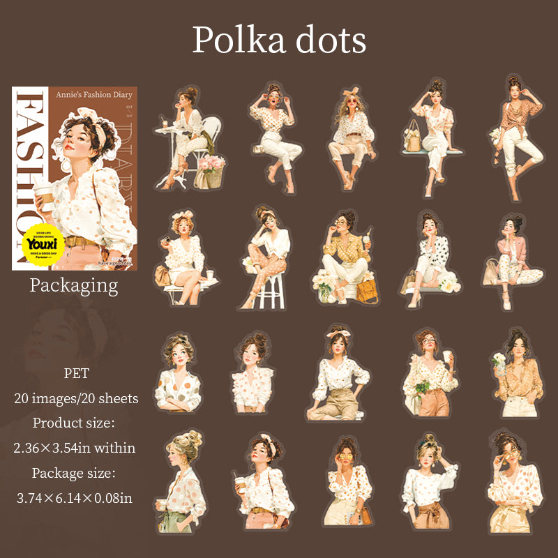 Anne's Fashion Diary PET Sticker -20Pcs each pack