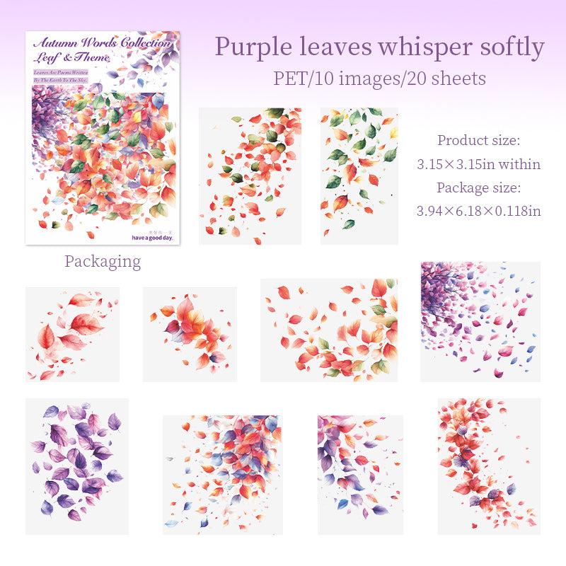 Autumn maple leaves PET Sticker -20Pcs each pack