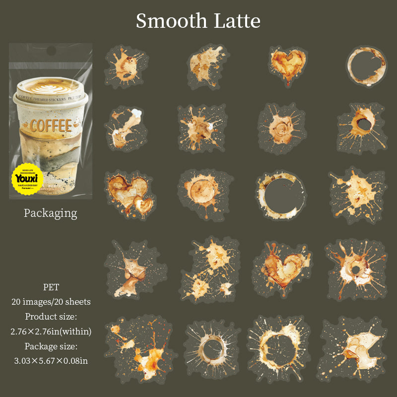 Coffee PET sticker -20Pcs each pack