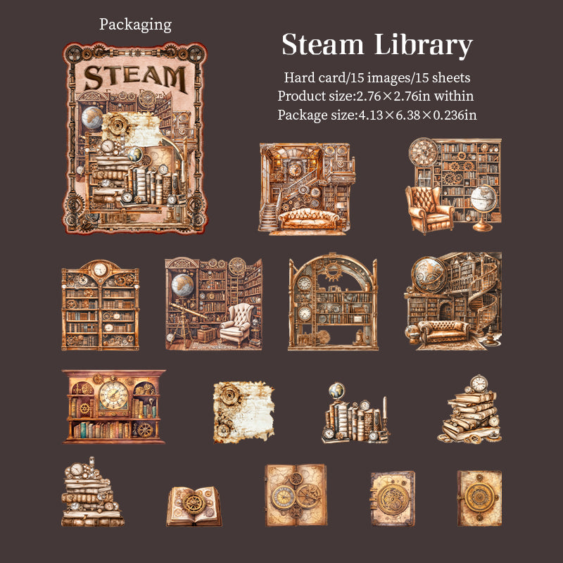 Steampunk cardstock Sticker -15Pcs each pack