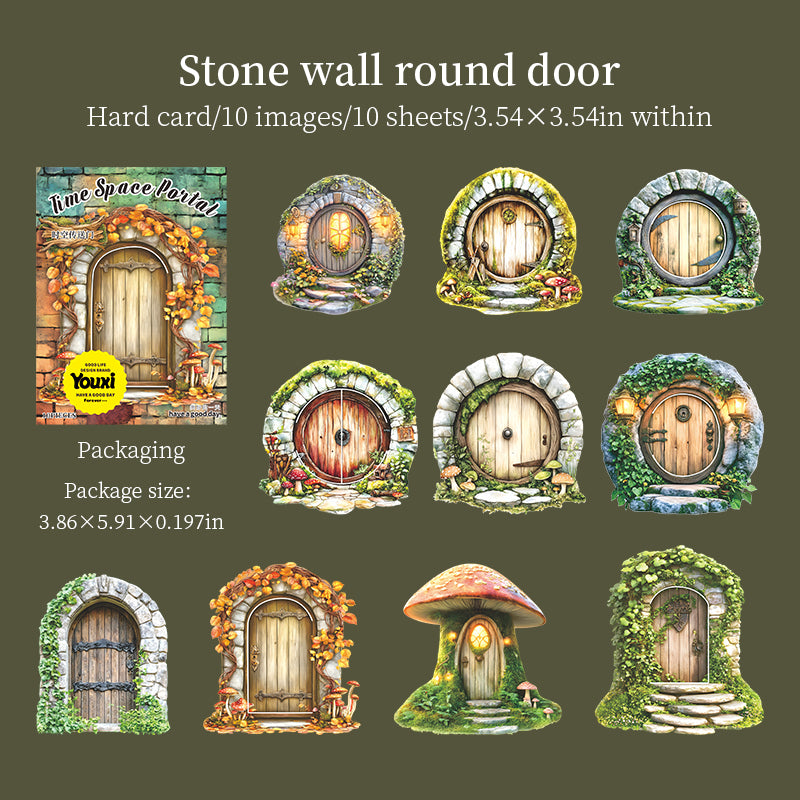 Wooden door cardstock die cut Sticker -10Pcs each pack