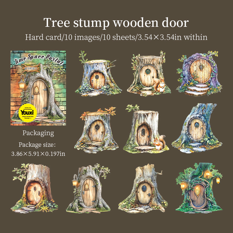 Wooden door cardstock die cut Sticker -10Pcs each pack