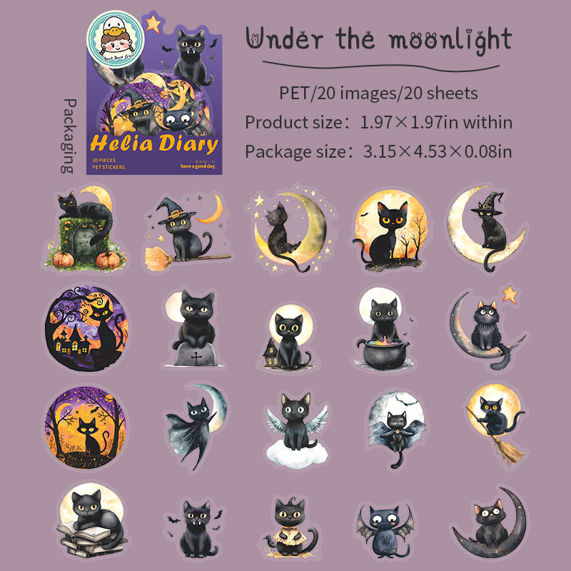 Halloween black cat PET Sticker -1Pcs each pack