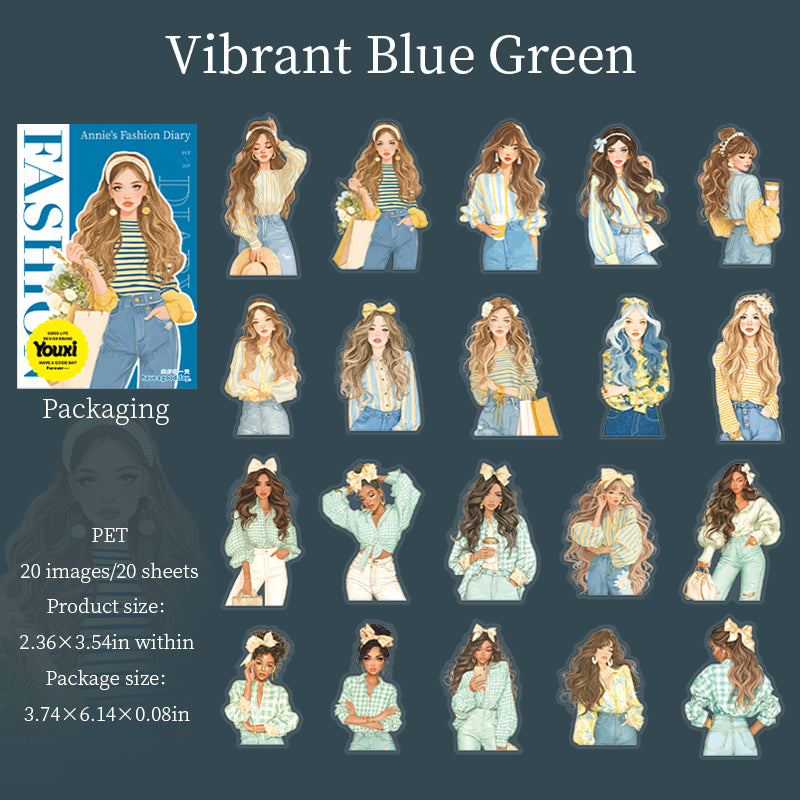 Anne's Fashion Diary PET Sticker -20Pcs each pack