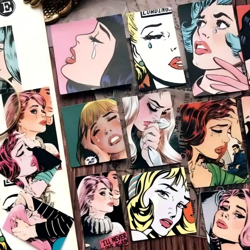 Vintage Pop Art Stickers Lady solid Stickers -14Pcs each pack