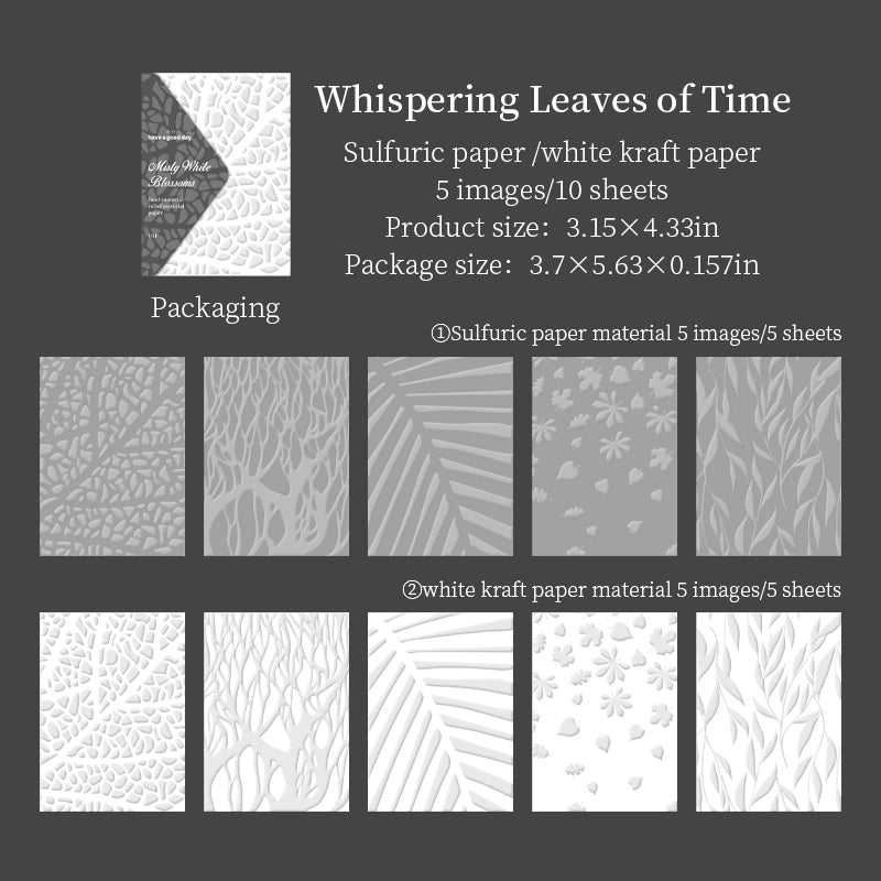 Misty White Blossoms Sulfuric & Solid paper -10Pcs each pack