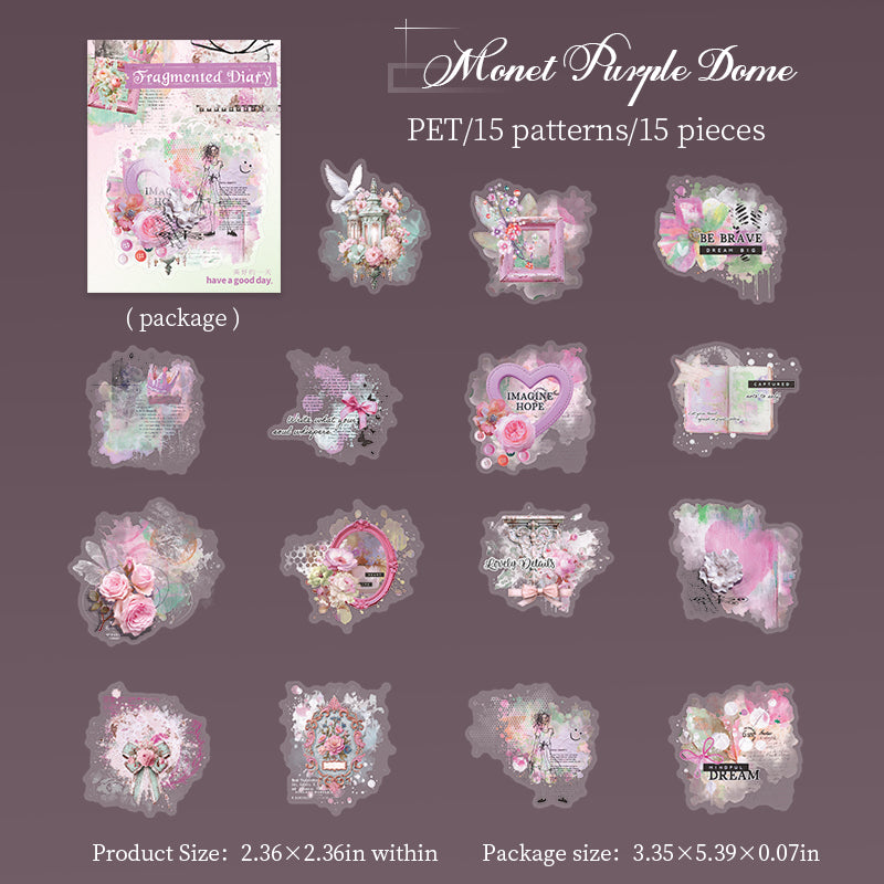 Fragmentary diary PET sticker -15Pcs each pack
