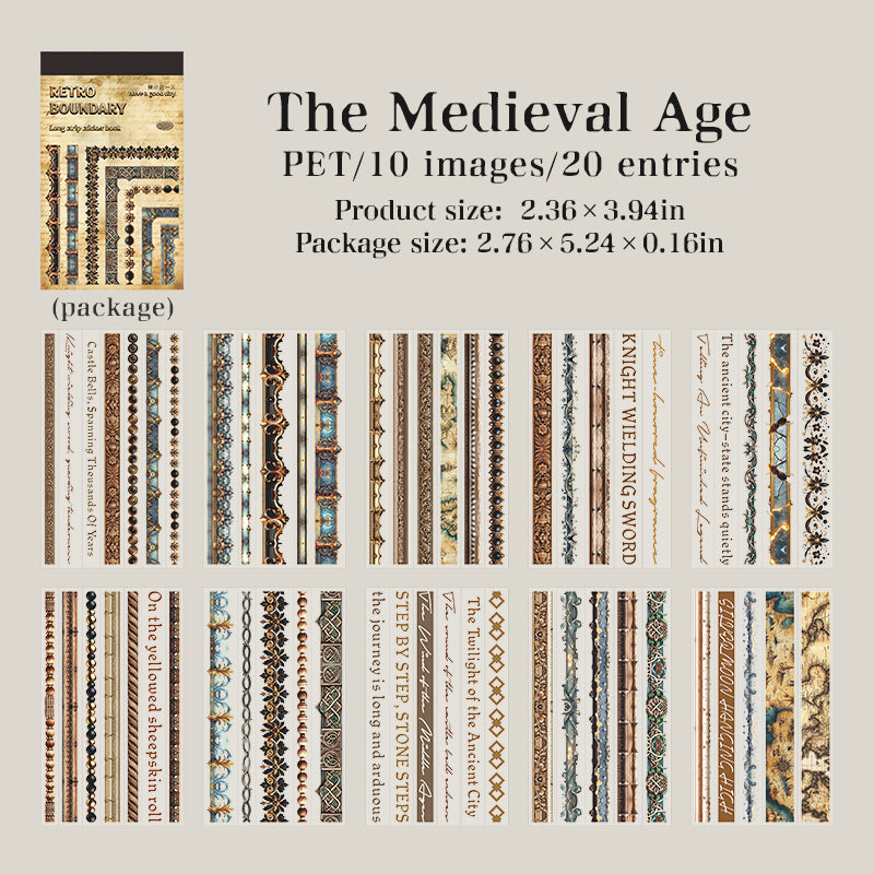 Vintage Boundary PET sticker Book -20Pcs each pack