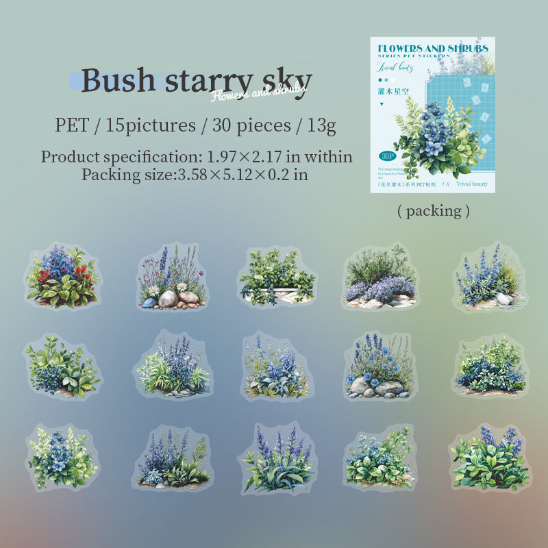0219 Flowers and Shrubs Series sticker -30Pcs each pack