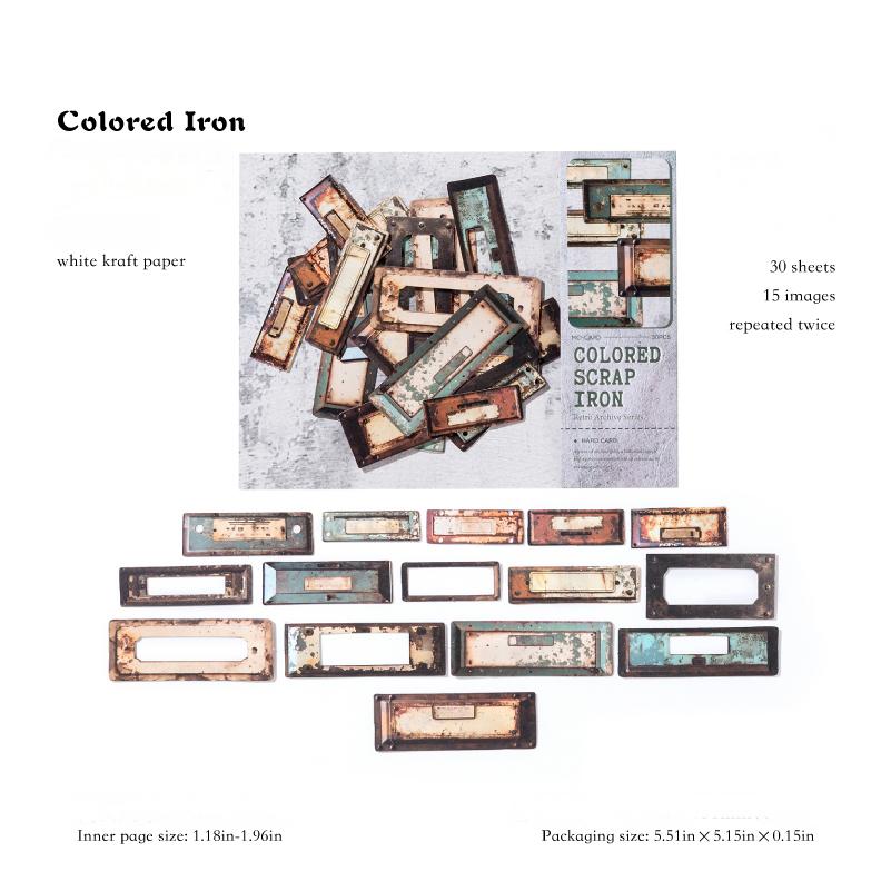 0912 Vintage Archives Solid die cut Sticker -30Pcs each pack