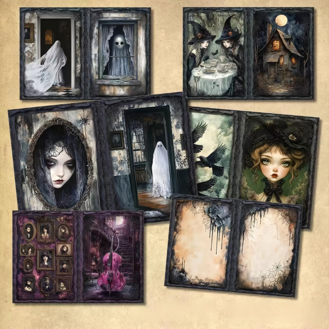 A4 size Gothic Halloween Girl Style paper 12 pcs