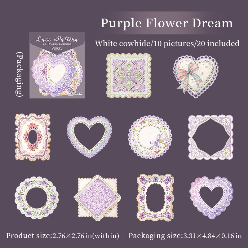 Lace border Solid Sticker -20Pcs each pack
