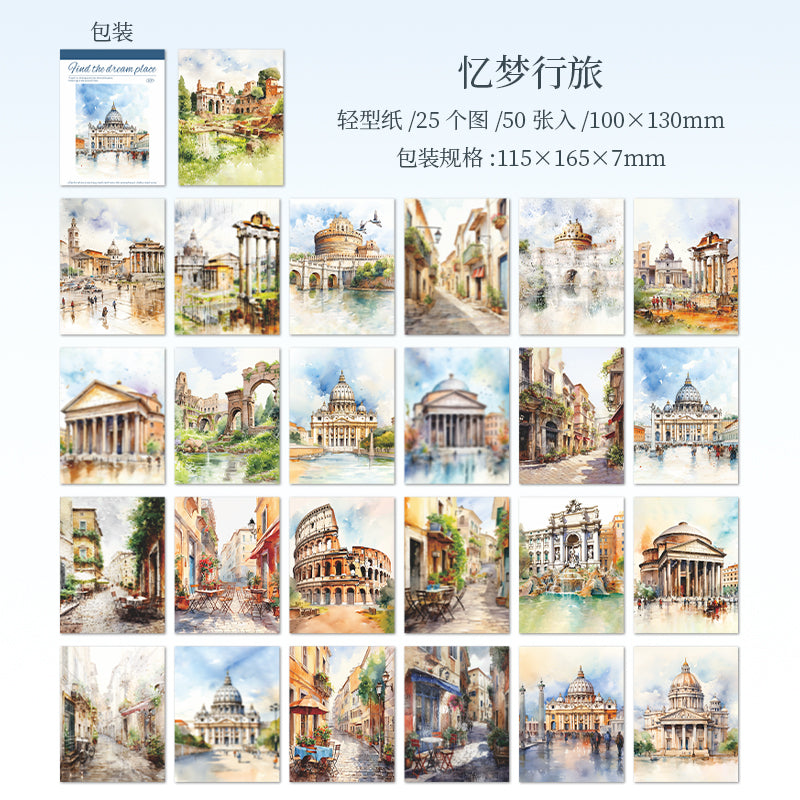 The scenery of the journey paper -50Pcs each pack