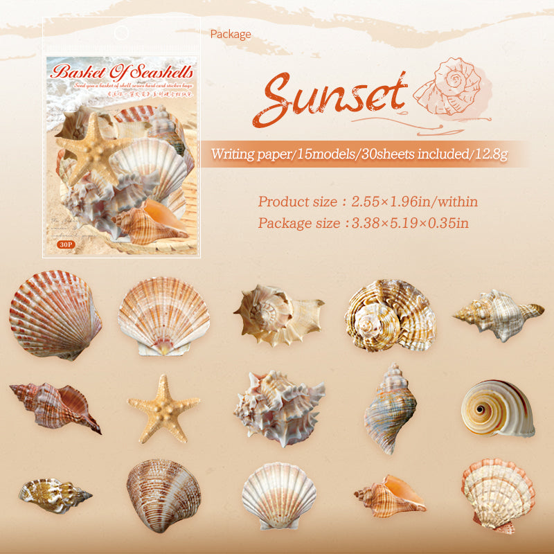 Shell cardstock sticker -30Pcs each pack