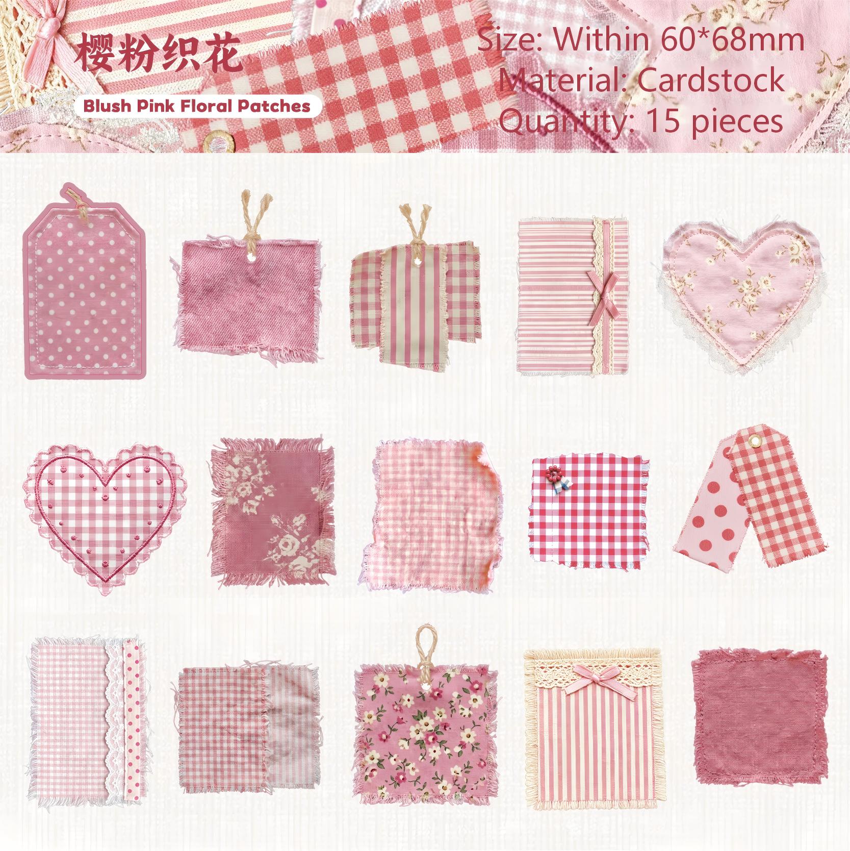 Vintage Fabric Journal Cardstock Stickers -15Pcs each pack