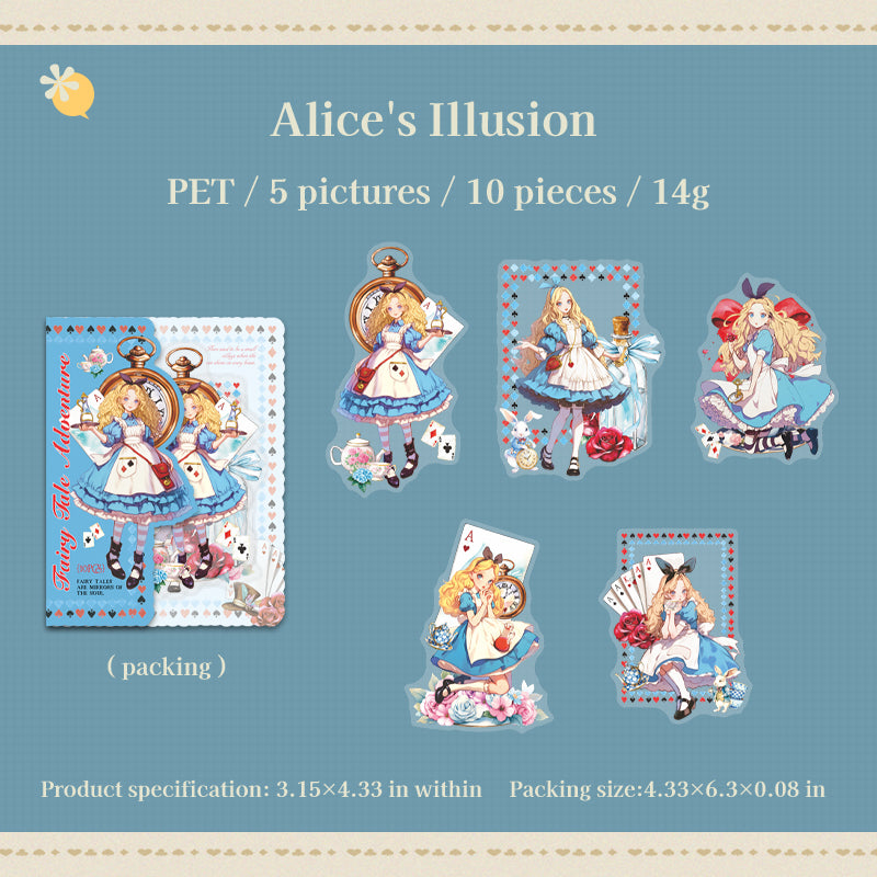0726 Fairy tale girl PET Sticker -10Pcs each pack