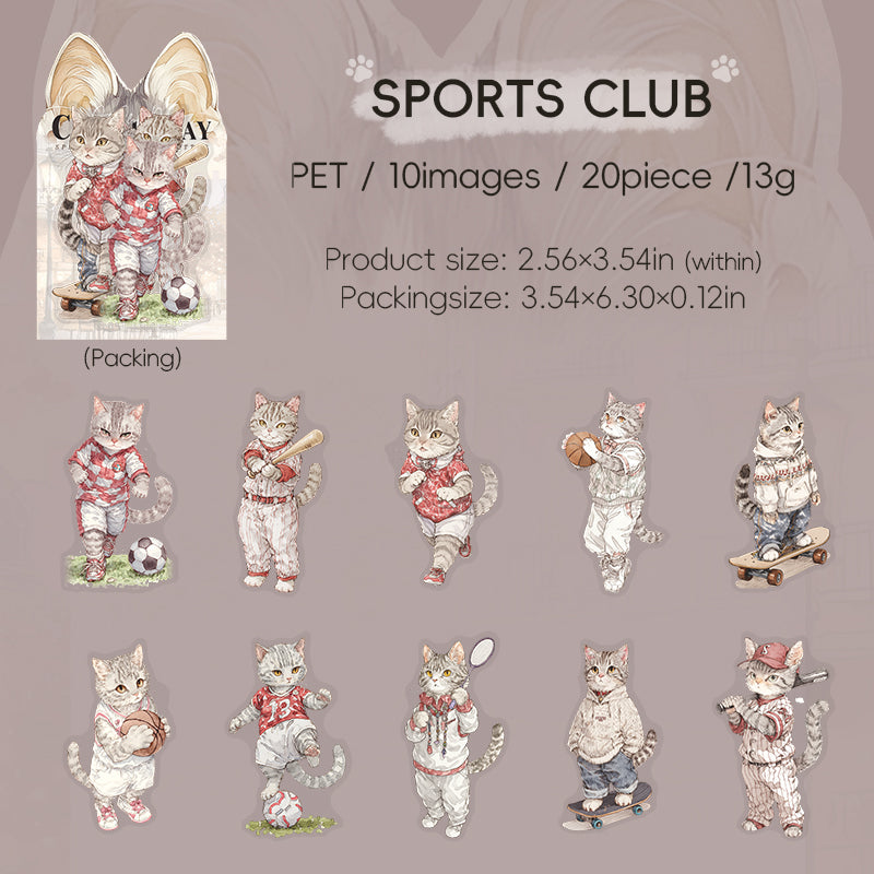 Cat's Club Day PET Sticker -20Pcs each pack