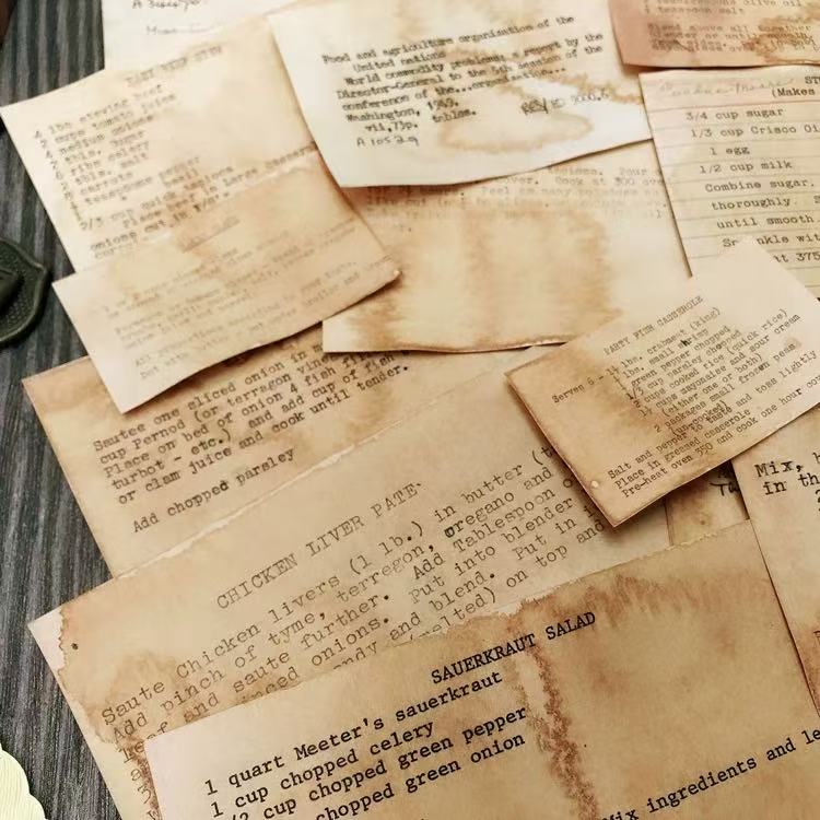 Vintage English Article Old Book Pages Hand-Dyed Paper -16Pcs each pack