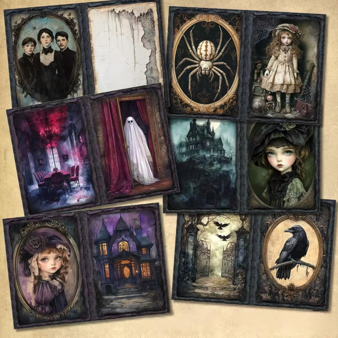 A4 size Gothic Halloween Girl Style paper 12 pcs