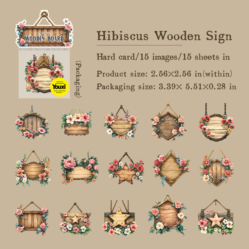 Garden wooden sign cardstock sticker -15Pcs each pack