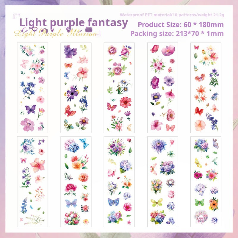 0619 Flower precut PET Sticker -10Pcs each pack