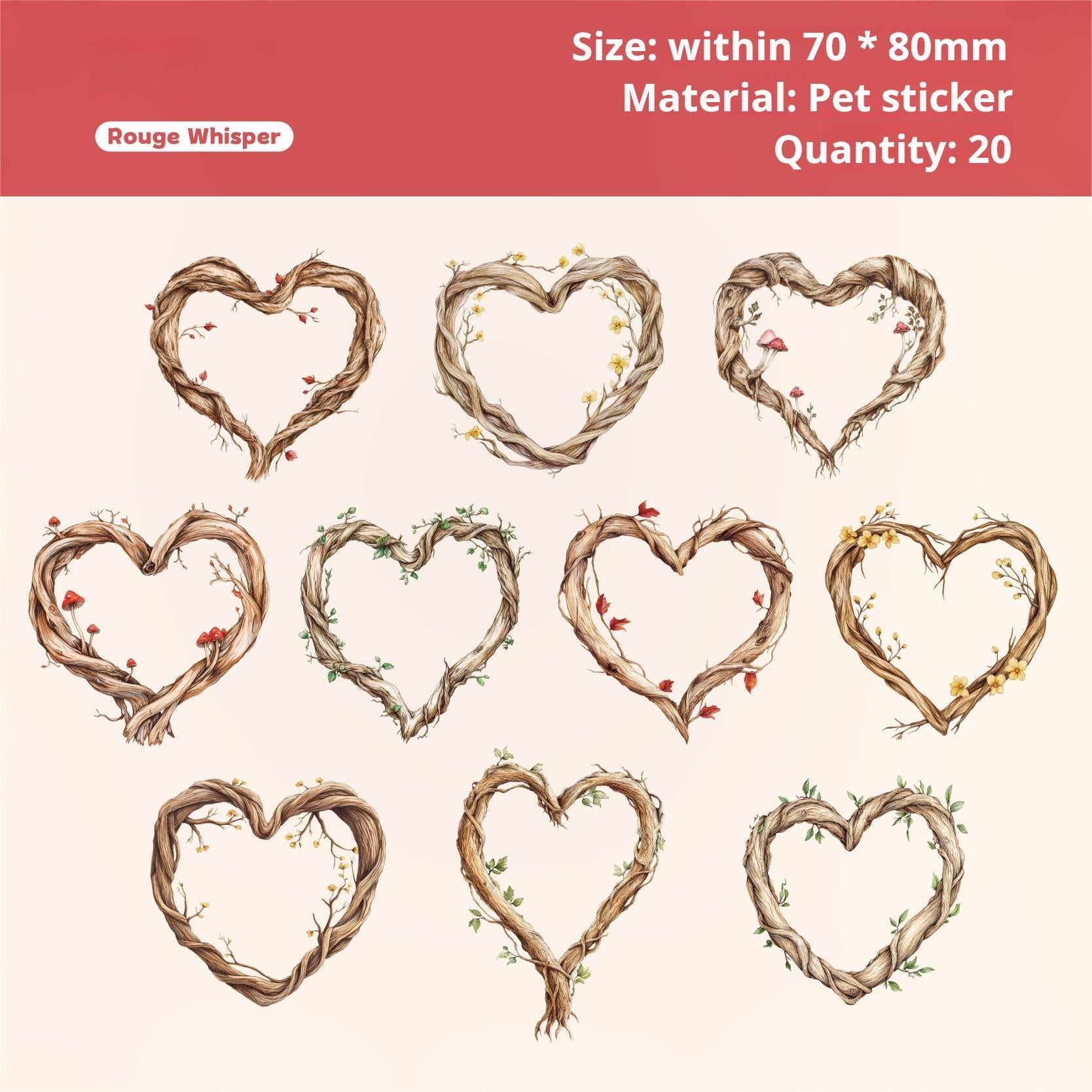 Tree vine circle PET Sticker -20Pcs each pack