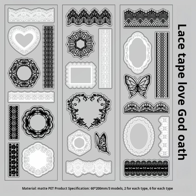 Lace PET Sticker -6Pcs each pack
