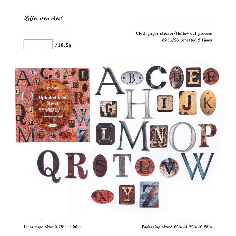 Vintage Letter Sticker -52Pcs each pack