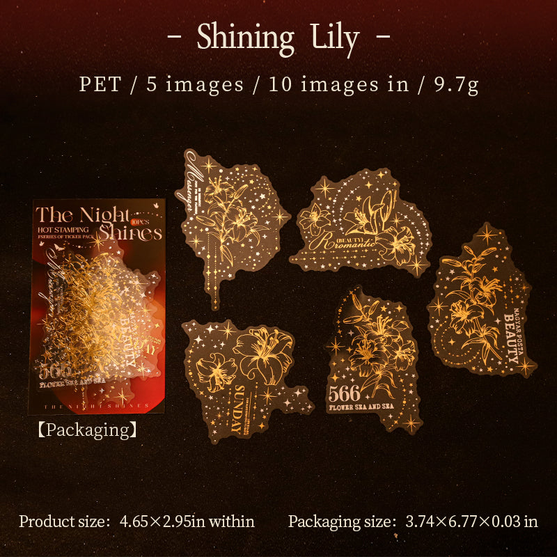 The night shines PET Sticker -10Pcs each pack