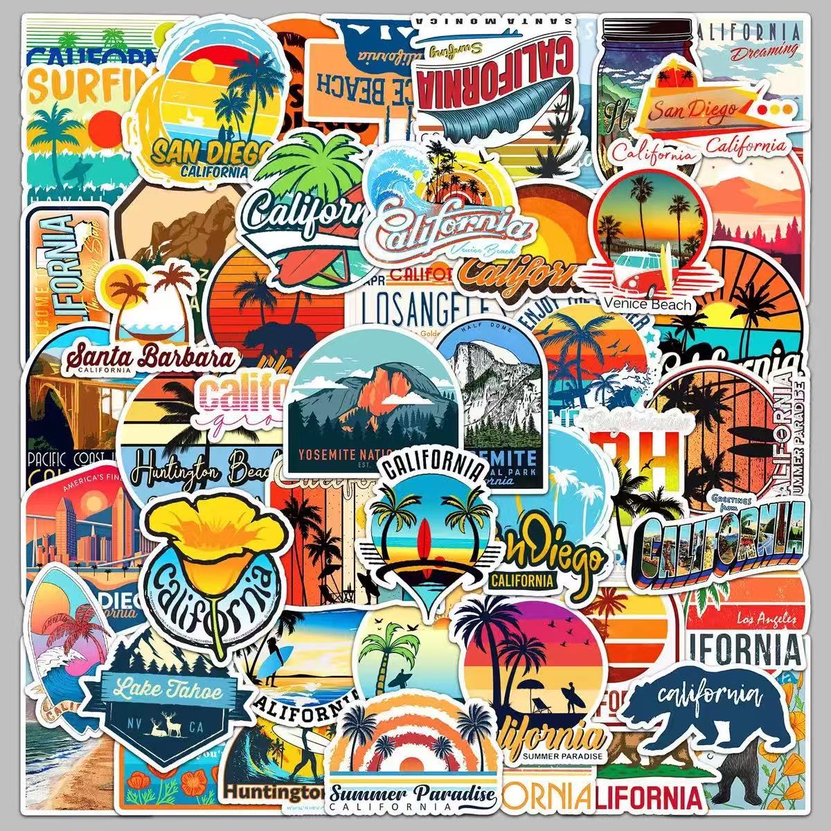 0609 50 California trip Stickers solid with white border