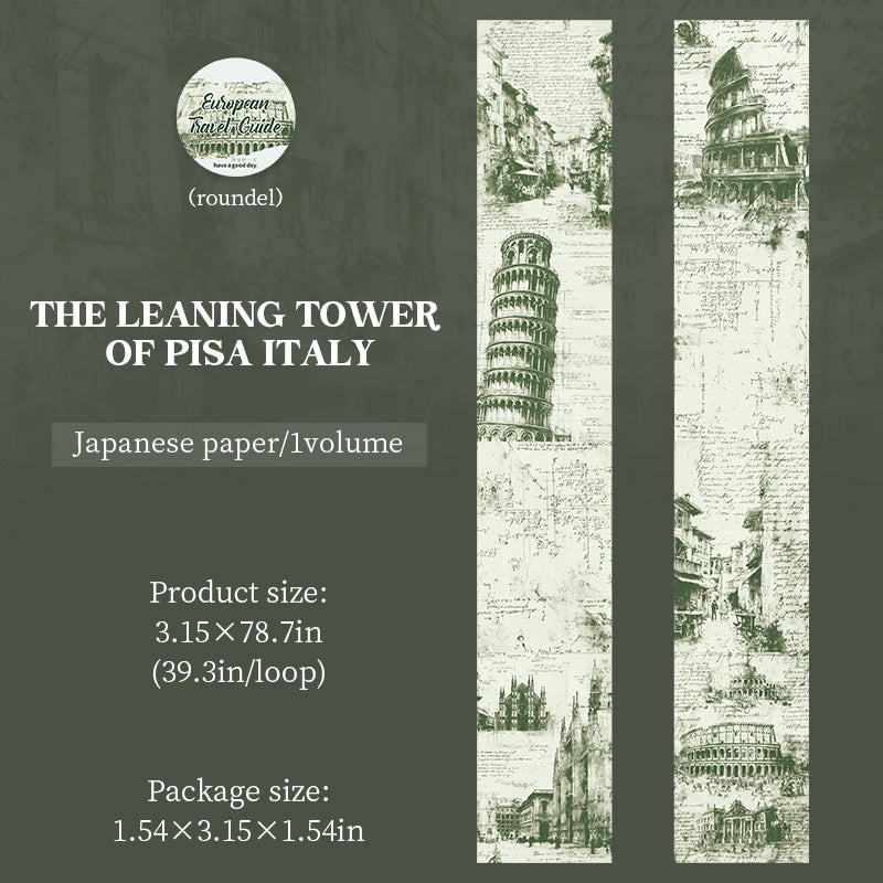 260120 European Travel Guide Washi Tape -8cm*2m