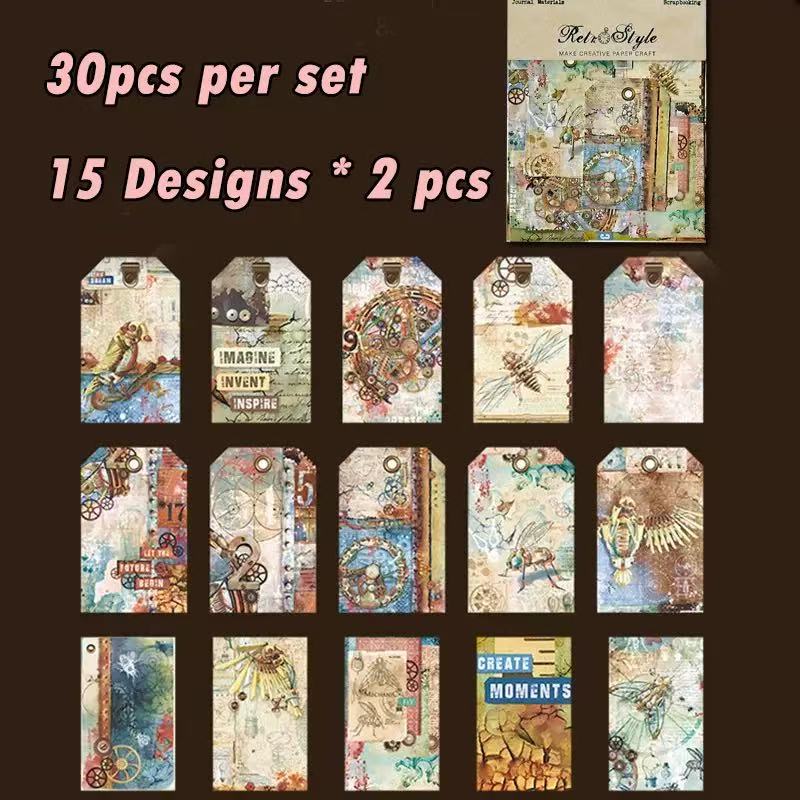 0606 Mechanical insect retro label sticker R3601 -30Pcs each pack