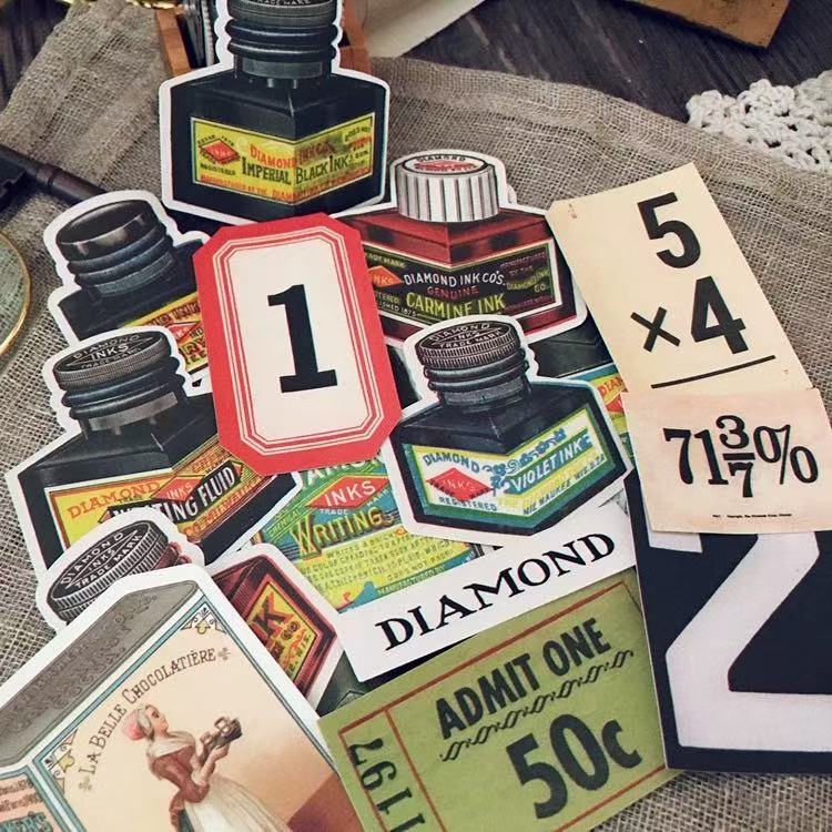 Vintage Ink solid Stickers -15Pcs each pack