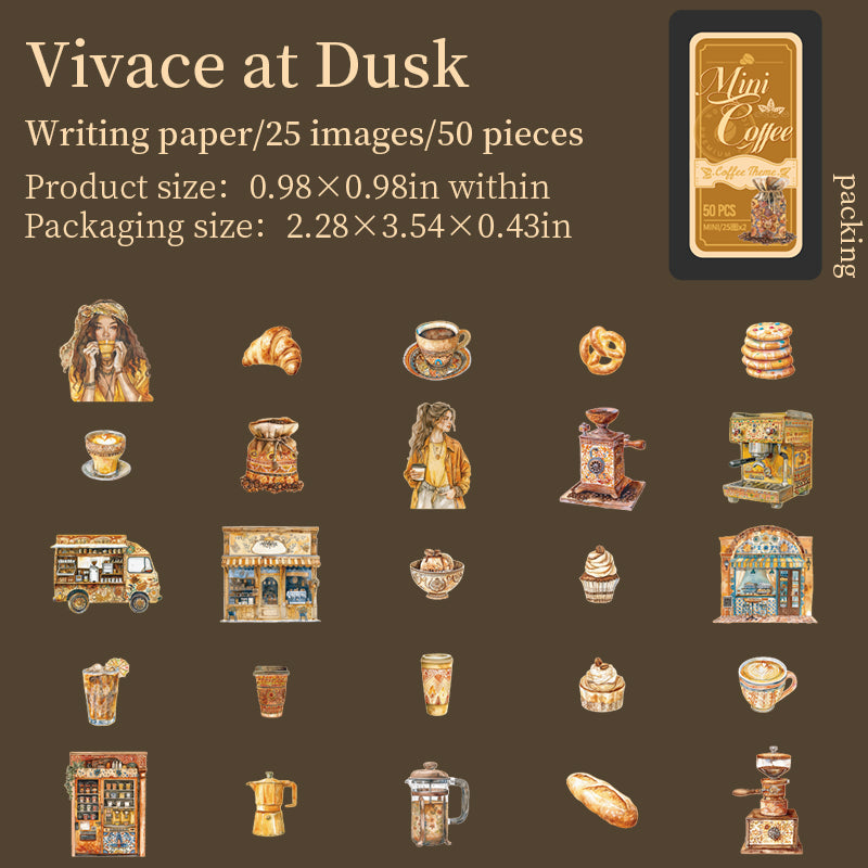 Mini coffee Sticker -50Pcs each pack