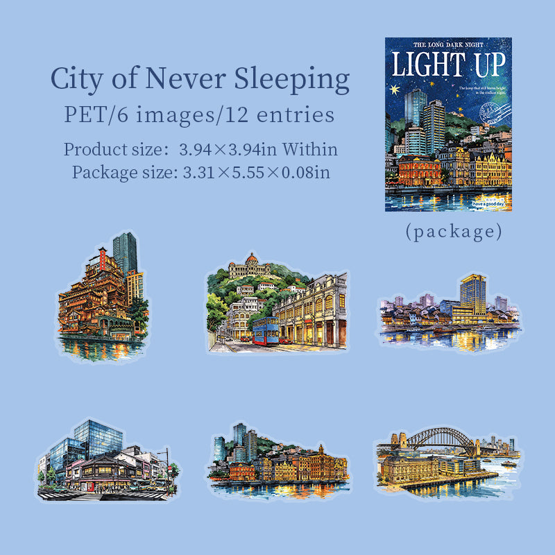 Light Up The Long Dark Night PET Stickers -12Pcs each pack