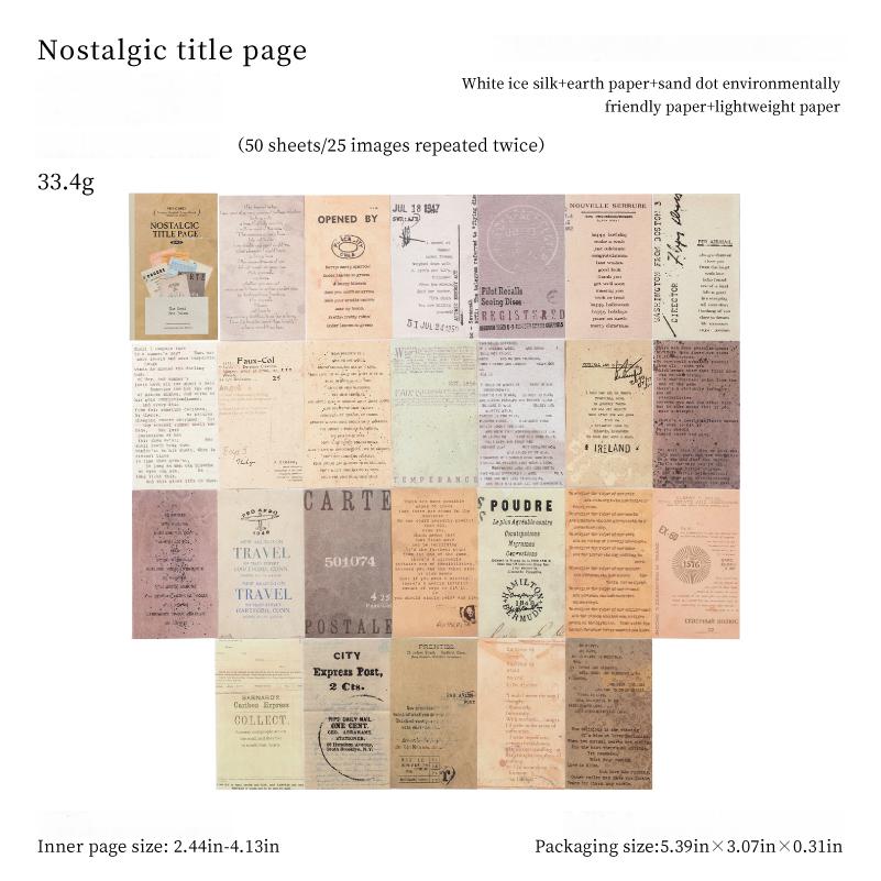 Vintage English paper -50Pcs each pack