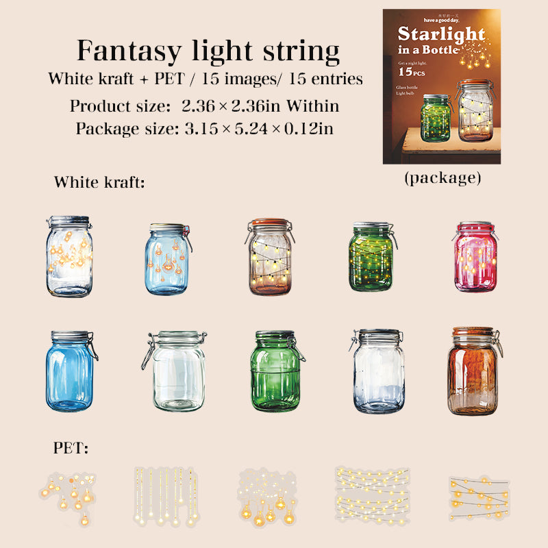 Starlight in a Bottle PET & Solid sticker -15Pcs each pack